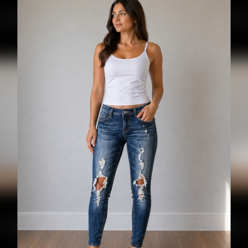 Vigoss Miami Skinny distressed bling jeans 3